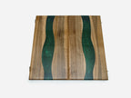Detail of the green epoxy squares and carry-handle cutout