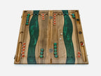 The board opened to its backgammon layout