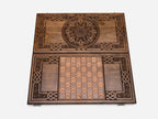 Ornament backgammon checkers and dice