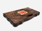 The Georgian backgammon board opened to the full 60 cm wooden playing field