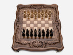 Compact ornament chess set shown folded