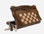 Carved chess set with floral ornaments