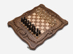 Ornament chess board with bronze clasps