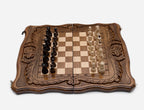 Hand-carved border on the folding wooden board