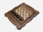 Carved ornament frame on the beech chess board