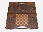 The Armenian backgammon board opened to the full 60 cm wooden playing field