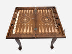Central ornament backgammon table closed, front elevation view