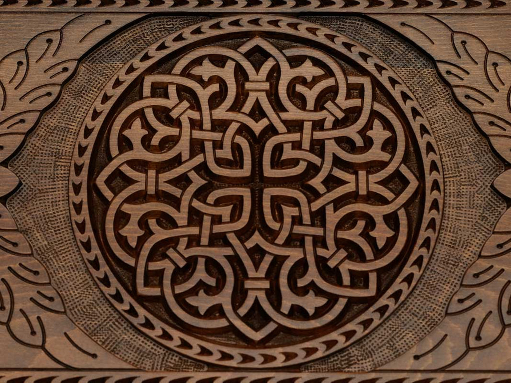 The Armenian backgammon board opened to the full 60 cm wooden playing field