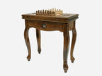 Russian coat of arms chess and backgammon table closed, front view with the drawer