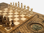 Russian coat of arms table opening to reveal the backgammon compartment