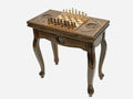 Armenian chess and backgammon table with Tree of Life, set up for chess, angled view