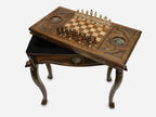 Eagle table opening to reveal the backgammon compartment