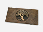 Tree of Life backgammon set folded, carved branches showing