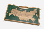 The Russia map epoxy backgammon board shown closed