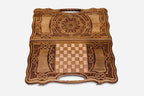 The Armenian backgammon board opened to the full 60 cm wooden playing field