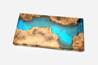The turquoise river epoxy backgammon board shown closed