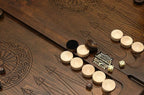 Beechwood lion backgammon board, full view
