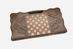 The Armenian backgammon board opened to the full 60 cm wooden playing field
