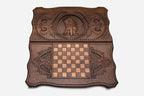 Carved reverse face of the Tigran the Great Armenian backgammon set