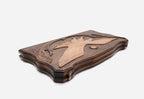 Handmade wooden backgammon set with carved flying eagle - side view