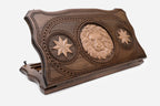 Backgammon Set with Lion and Octagon Symbols - hand-carved wooden board