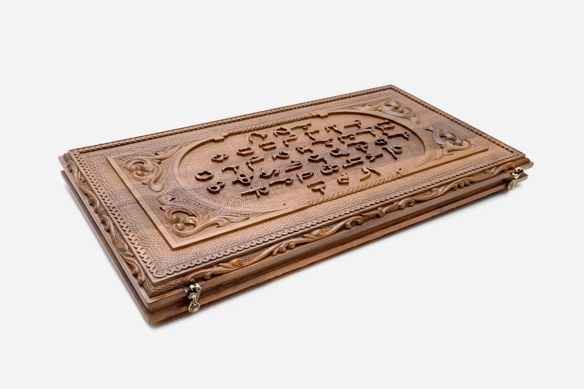 The carved alphabet seen from another angle