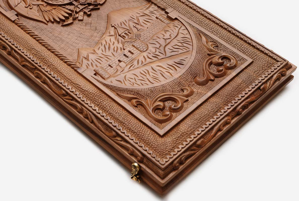 The lower rows of the carved Armenian alphabet