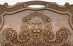 The walnut backgammon board opened to the full 60 cm playing field