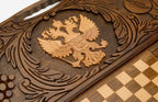 The Russian backgammon board opened to the full 60 cm wooden playing field