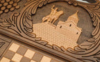 The cut-out carry handle and the upper carving of the lid