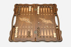 The Georgian backgammon board opened to the full 60 cm wooden playing field