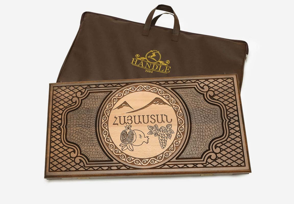 Hayastan Armenian backgammon set - full set with checkers, dice and bag
