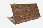 Luxury Walnut Backgammon Set - Carved Ornaments - hand-carved board