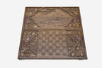 Walnut backgammon board open to the 23.6 inch / 60 cm nardi playing field
