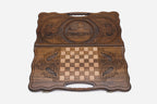 The cut-out carry handle and the upper carving of the lid