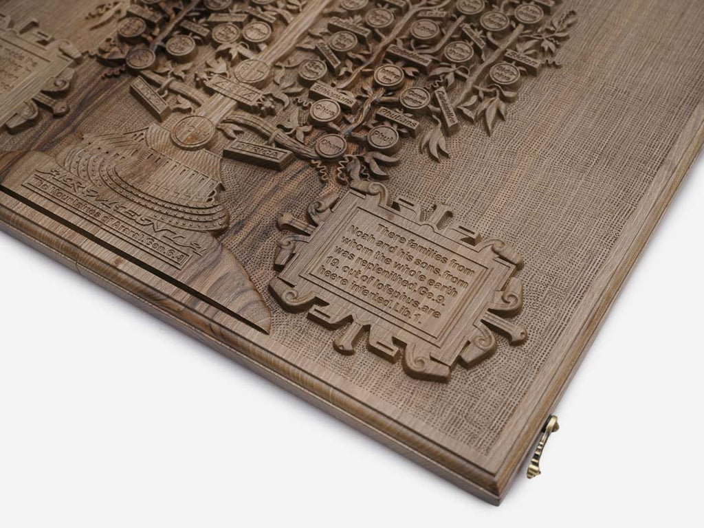 The walnut backgammon board opened to the full 60 cm playing field