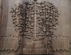 Detail of the individually carved descendant portraits