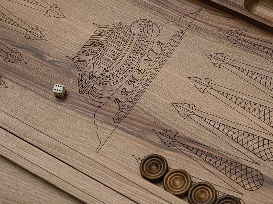 The walnut board folded shut on its clasps