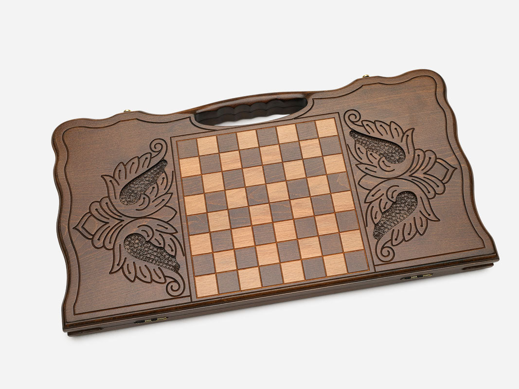 Side view of the folded board with its carry handle