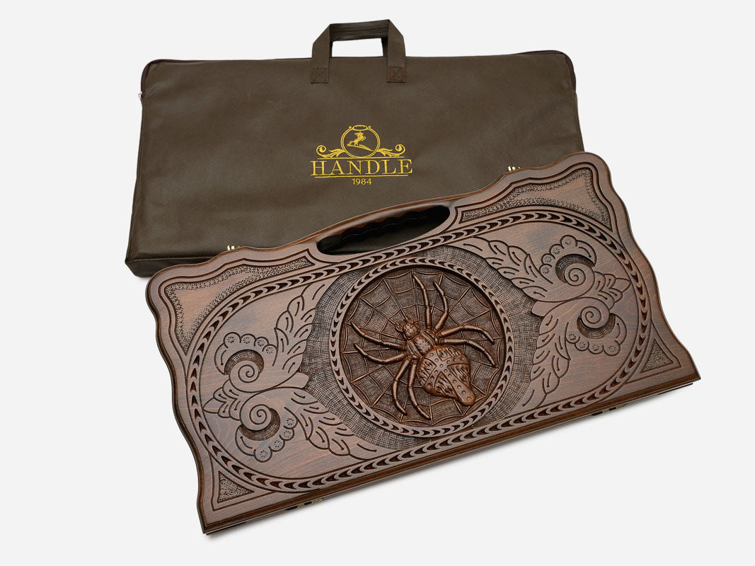 Close-up of the carved wood texture and the depth of the relief