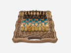 Compact Armenian chess backgammon set with epoxy