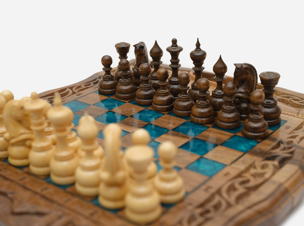 Armenian epoxy games board, angled view