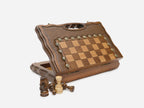 Wooden chess set with backgammon inside, classic border