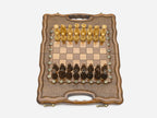Warm beech grain on the folding games board