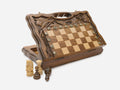 Walnut chess set with pomegranate and grapevine carving