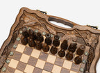 Armenian walnut games board, angled view