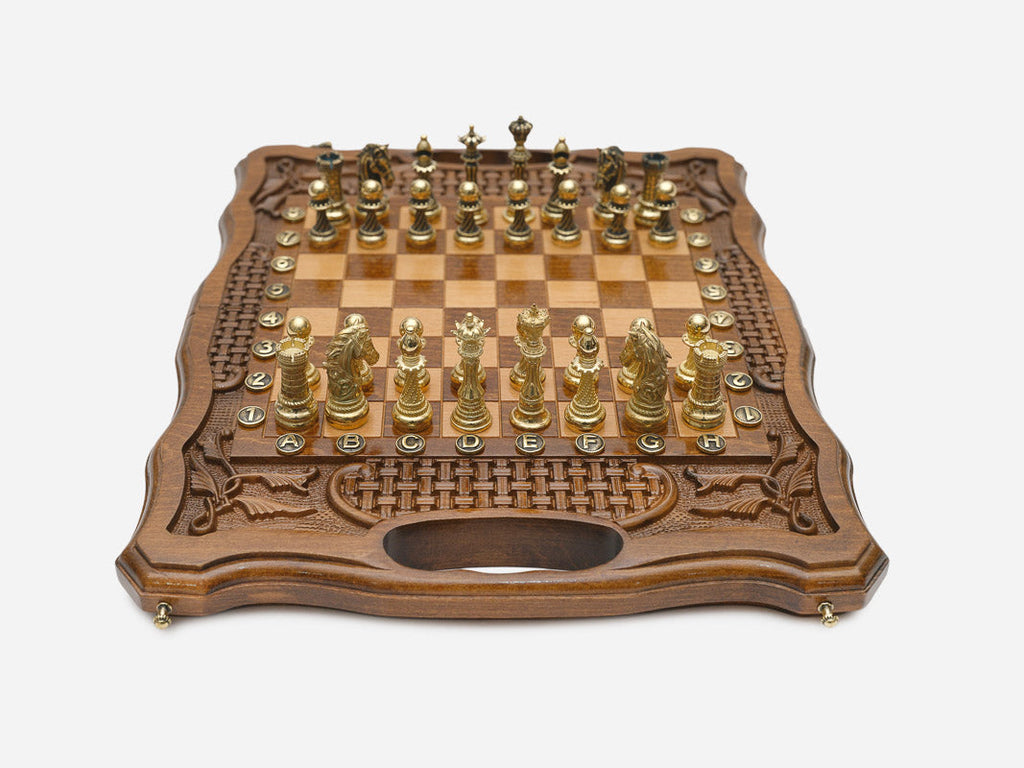 Hand-cut lattice across dark walnut grain