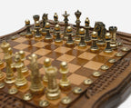 Walnut lattice board with bronze clasps