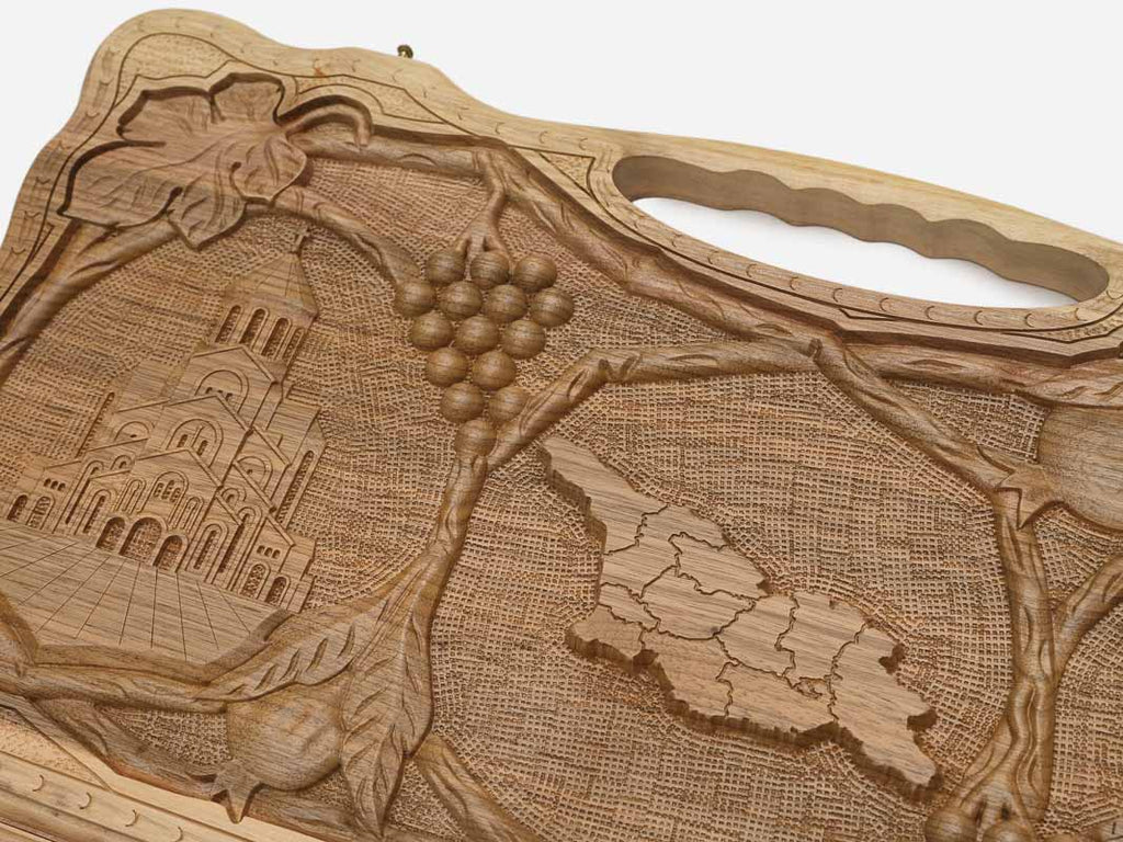 The walnut backgammon board opened to the full 60 cm playing field