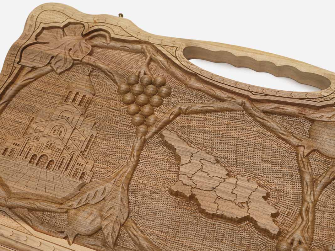 The walnut backgammon board opened to the full 60 cm playing field